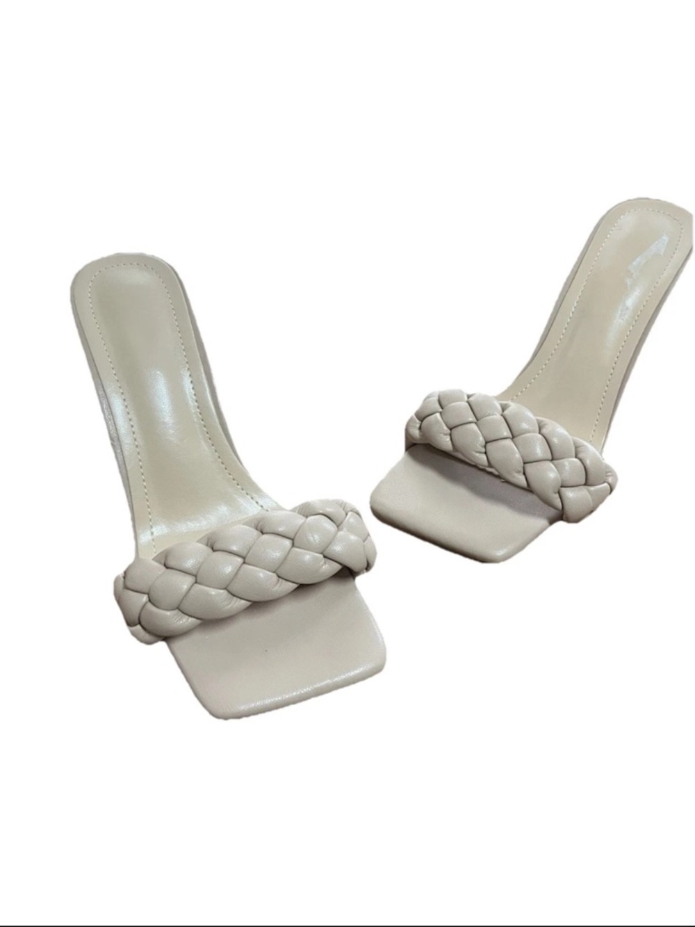 Braided Stiletto Sandals- Nude/Beige Women’s 39